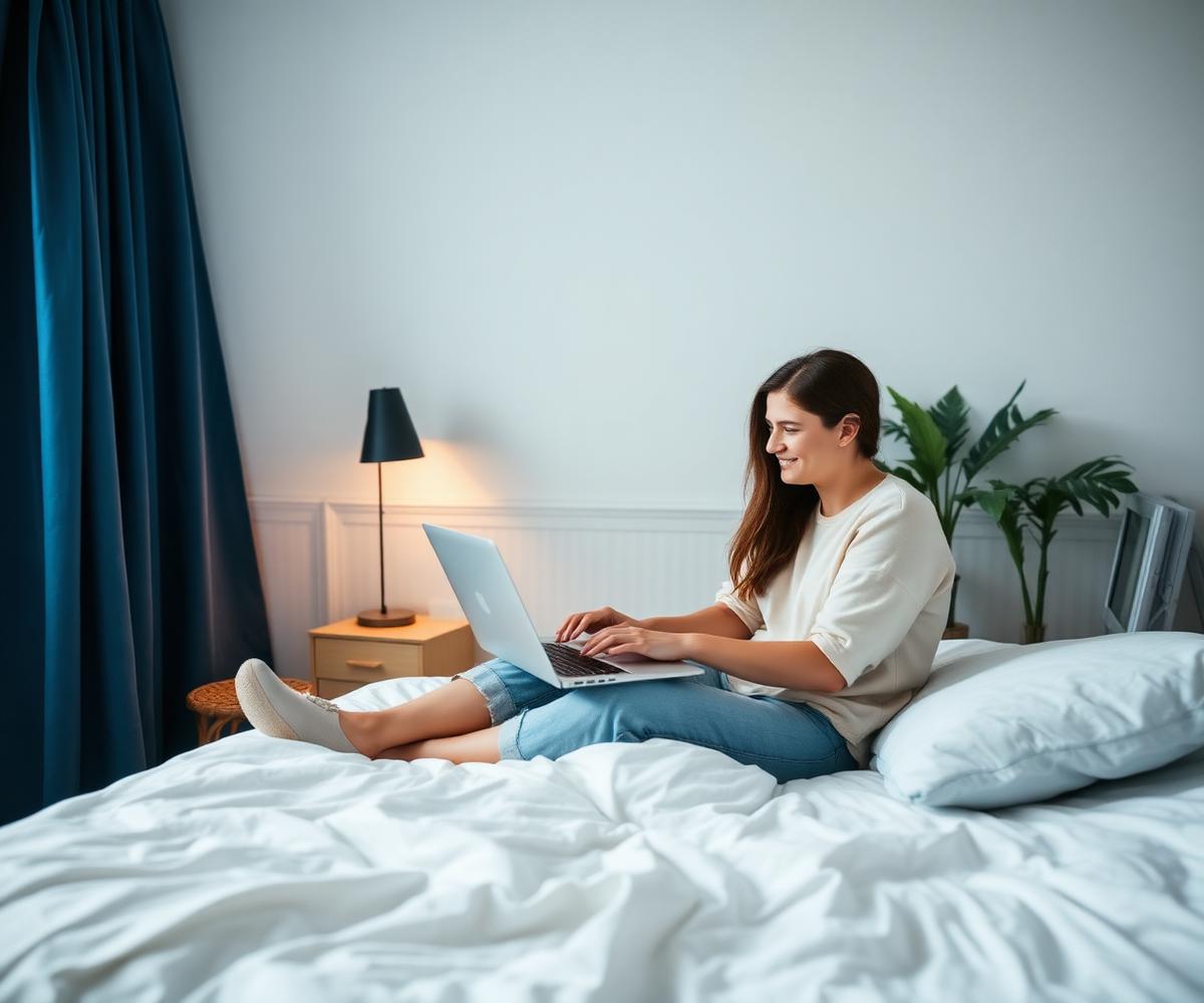 Student joining an online room viewing from her laptop